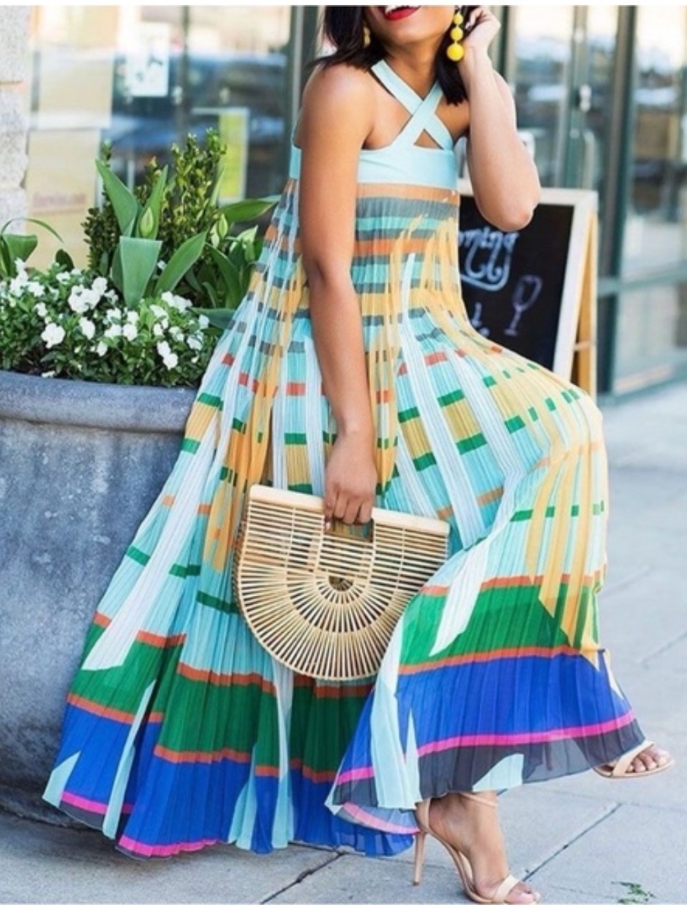 Anthropologie Geisha Designs
Abstraction Pleated Maxi Dress Xsp